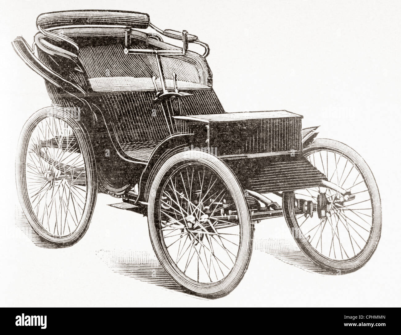 Eine frühe Benzin angetrieben Clément Motorwagen. Stockfoto