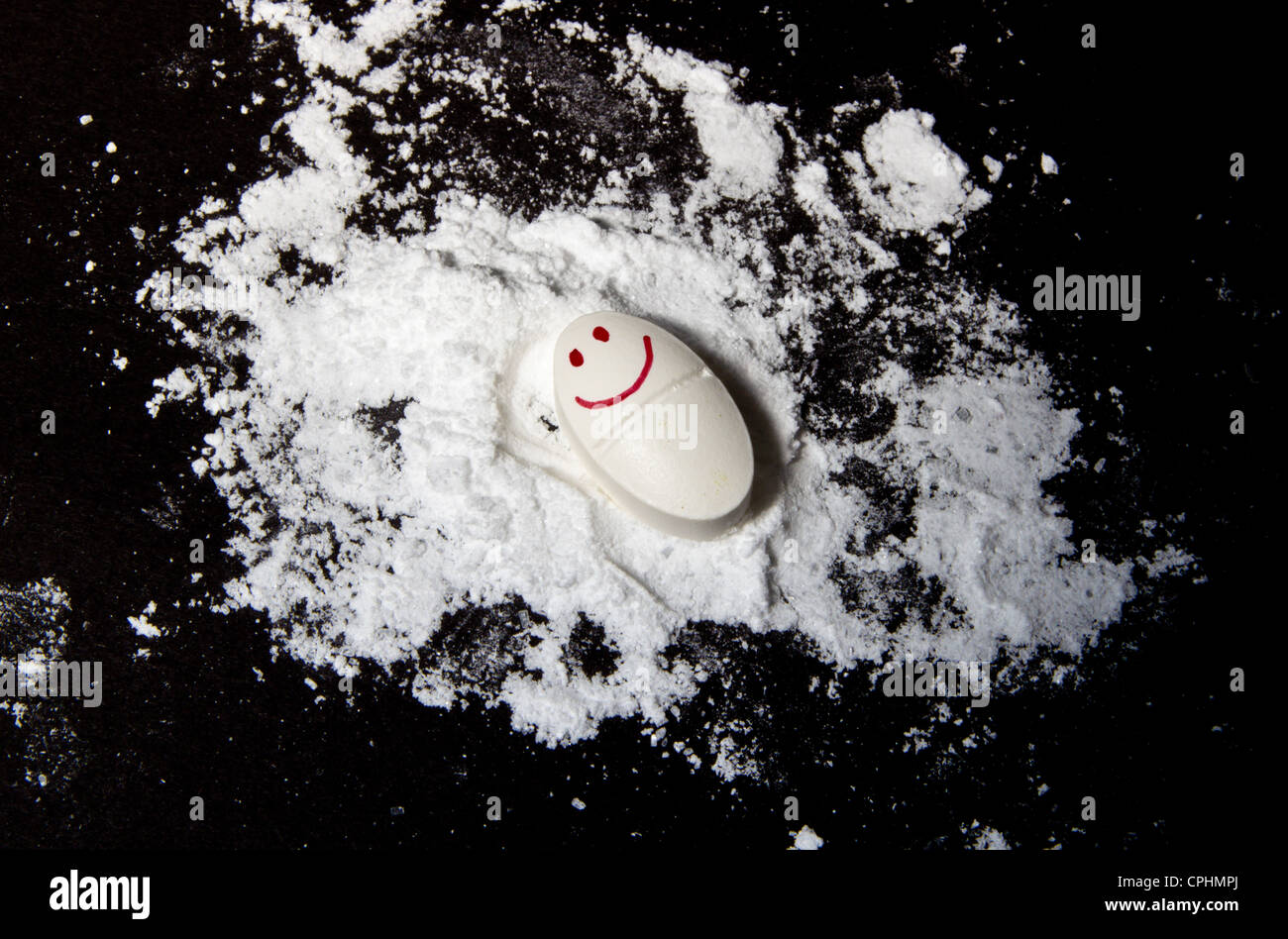 Smiley-Gesicht-Pille Stockfoto