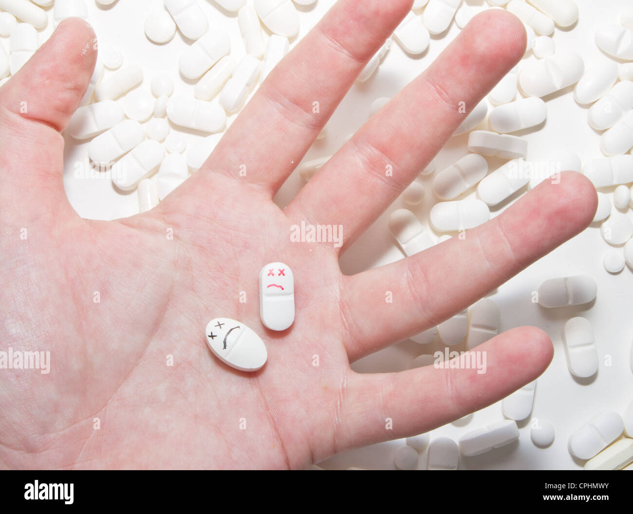 Smiley-Gesicht-Pille Stockfoto