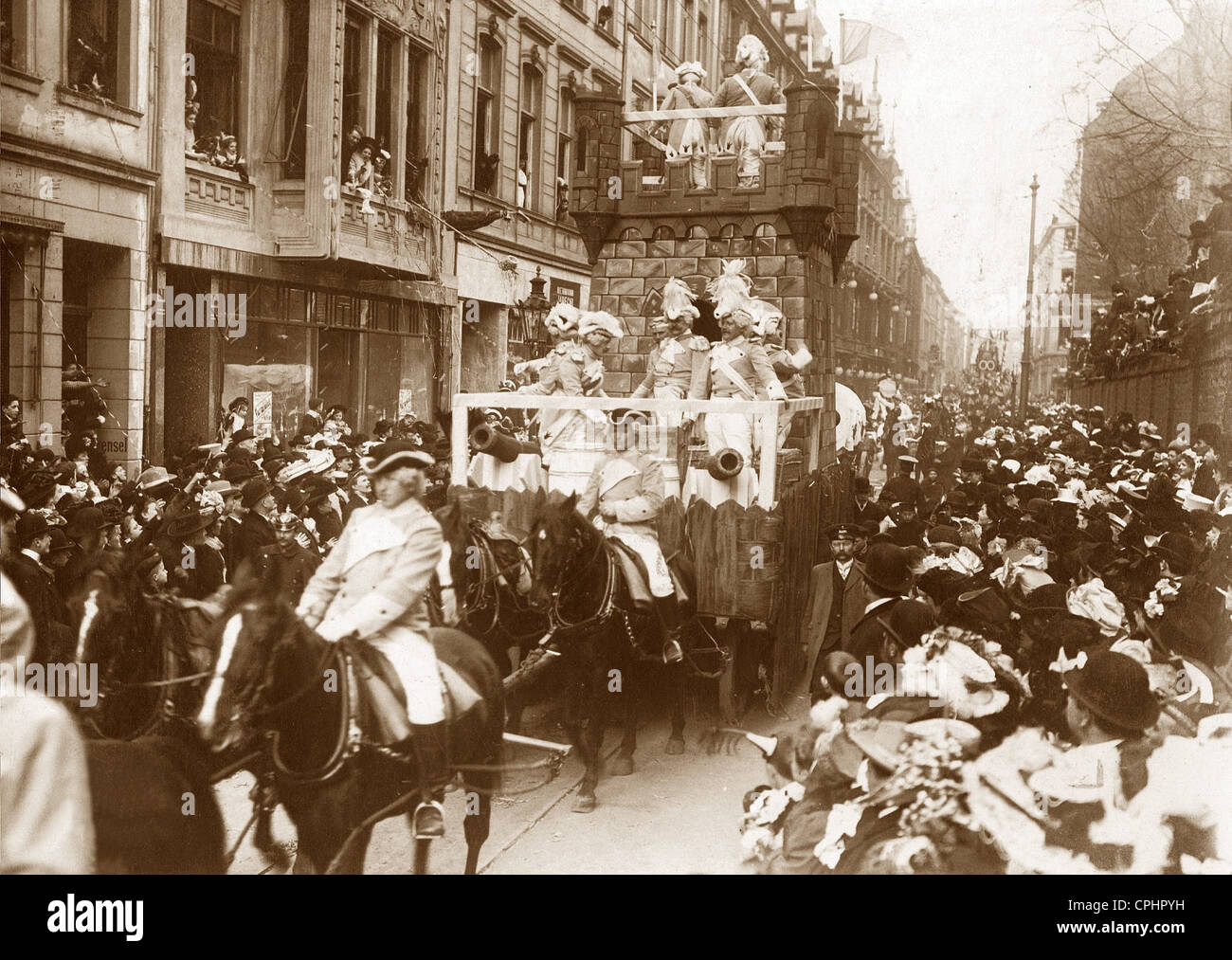 Rosenmontag Umzug in Köln, 1908 Stockfoto