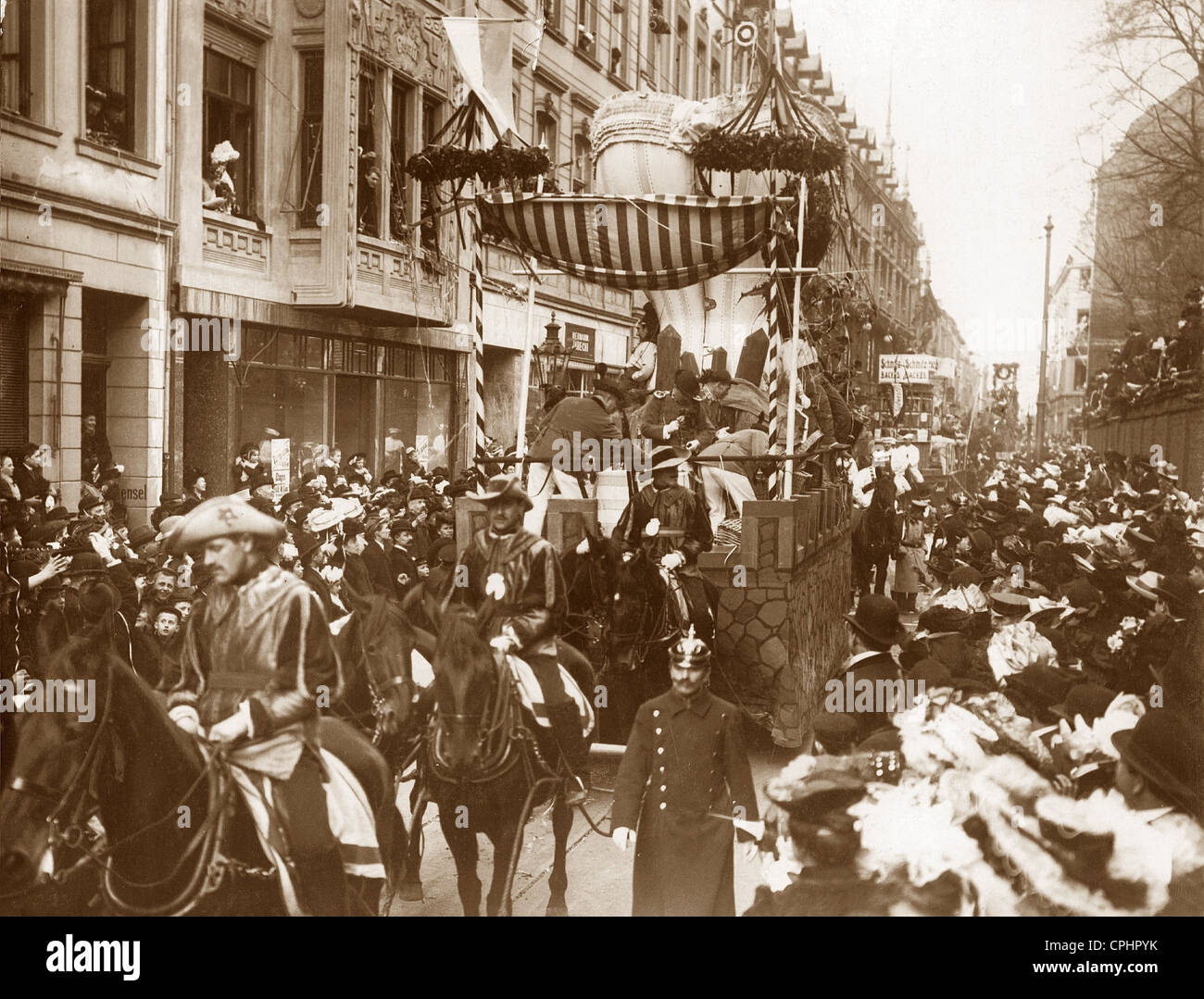 Rosenmontag Umzug in Köln, 1908 Stockfoto