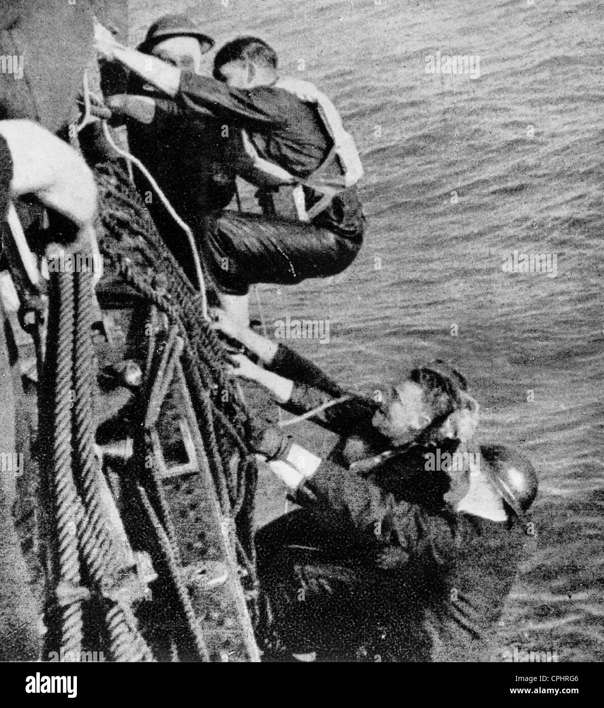 U-Boot-Kriegsführung im zweiten Weltkrieg: Alliierte Castaways Stockfoto