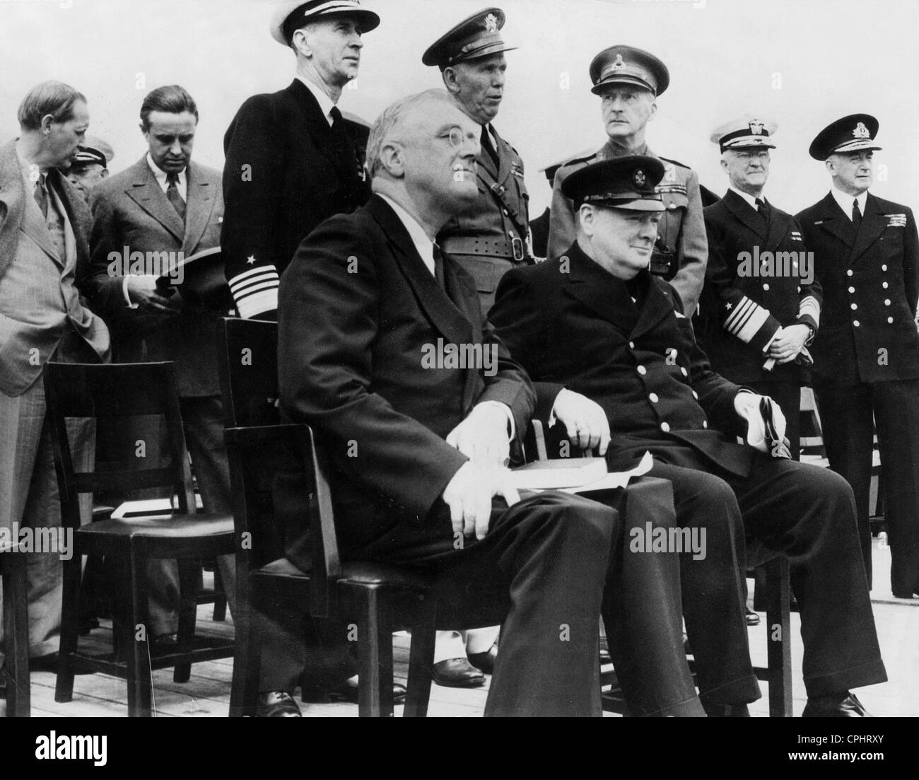Winston Churchill und Roosevelt auf der Atlantik-Charta-Konferenz, 1941 Stockfoto