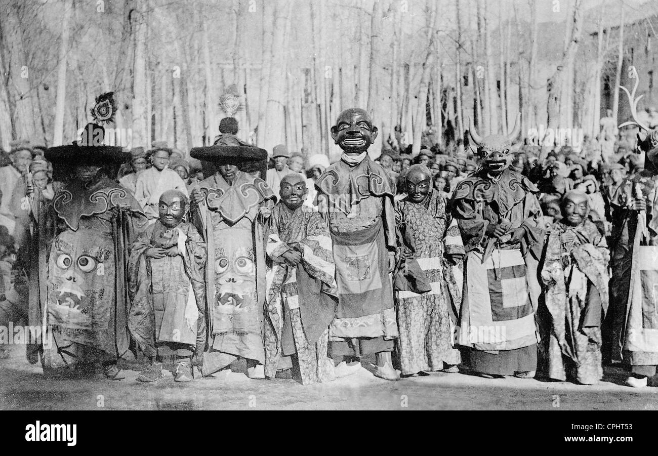 Maskierter Priester in Ladakh, 1912 Stockfoto