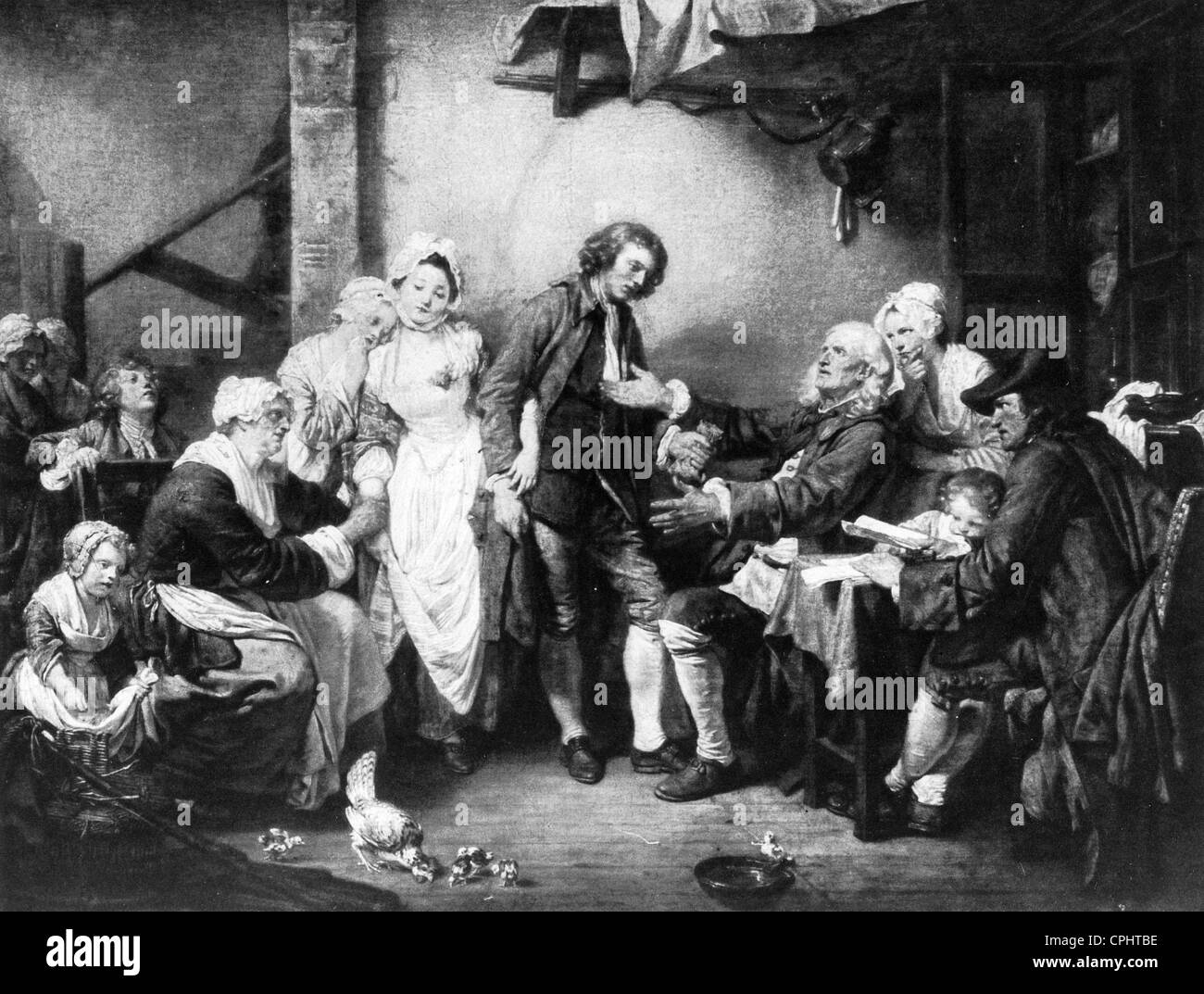 "Das Dorf Verlobung", Gemälde von Jean Baptiste Greuze. Stockfoto