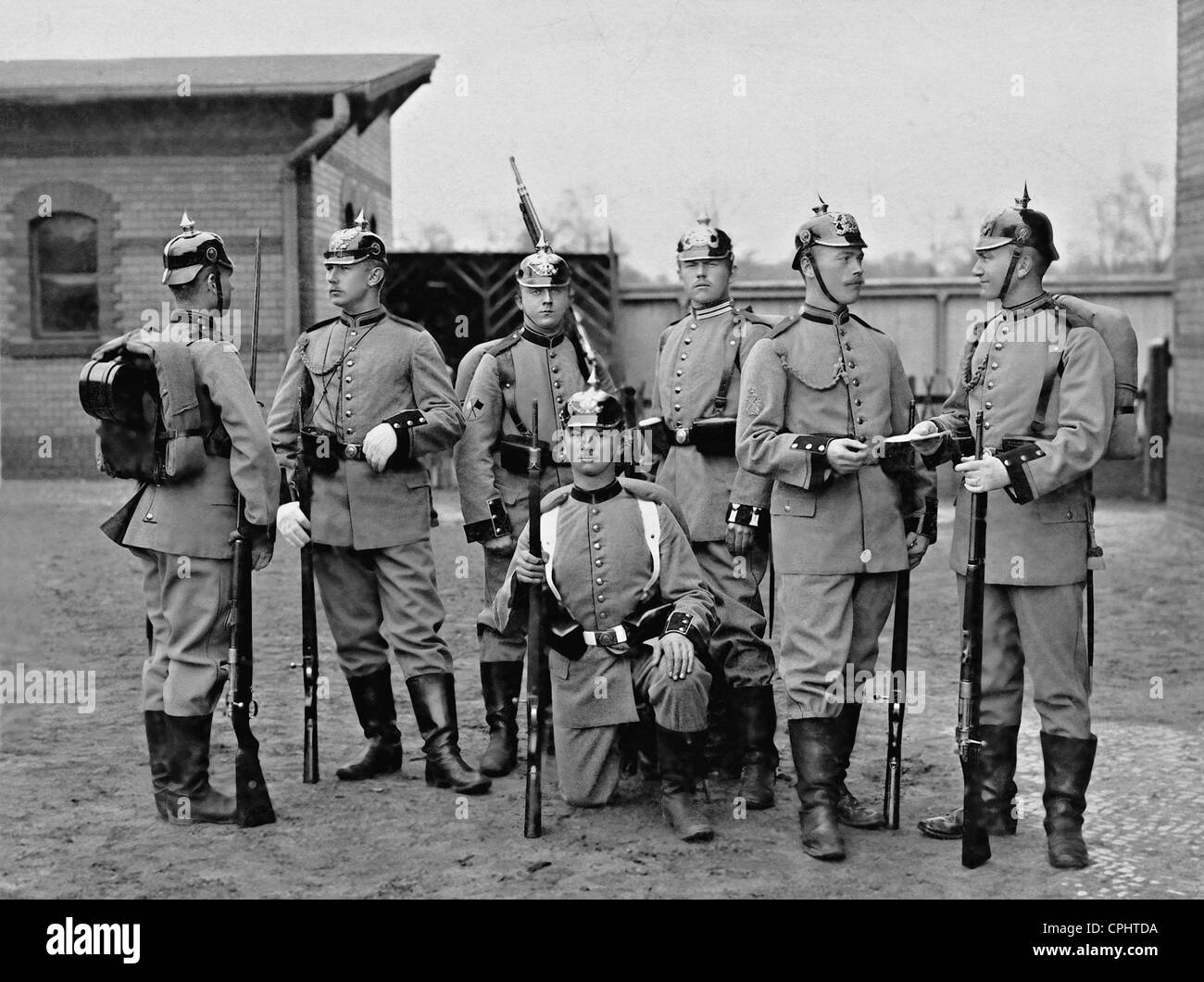 Feld-grauen Uniformen der deutschen Soldaten, 1910 Stockfoto