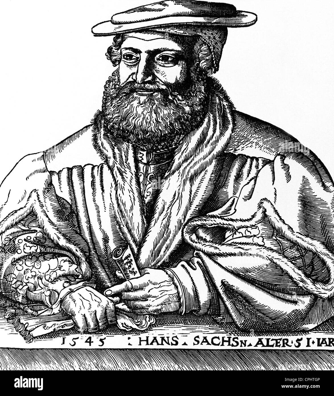 Hans Sachs, 1545 Stockfoto