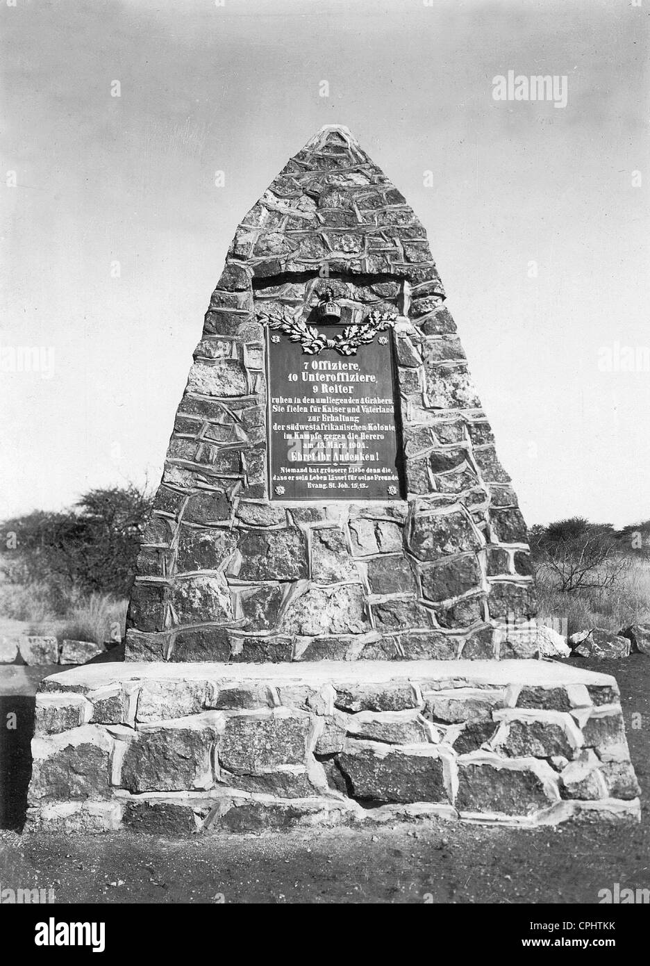Denkmal für die gefallenen Deutschen in Deutsch-Südwestafrika, 1906 Stockfoto