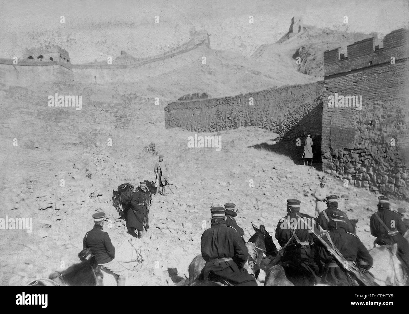 Deutsche Soldaten an die "große Mauer" Stockfoto