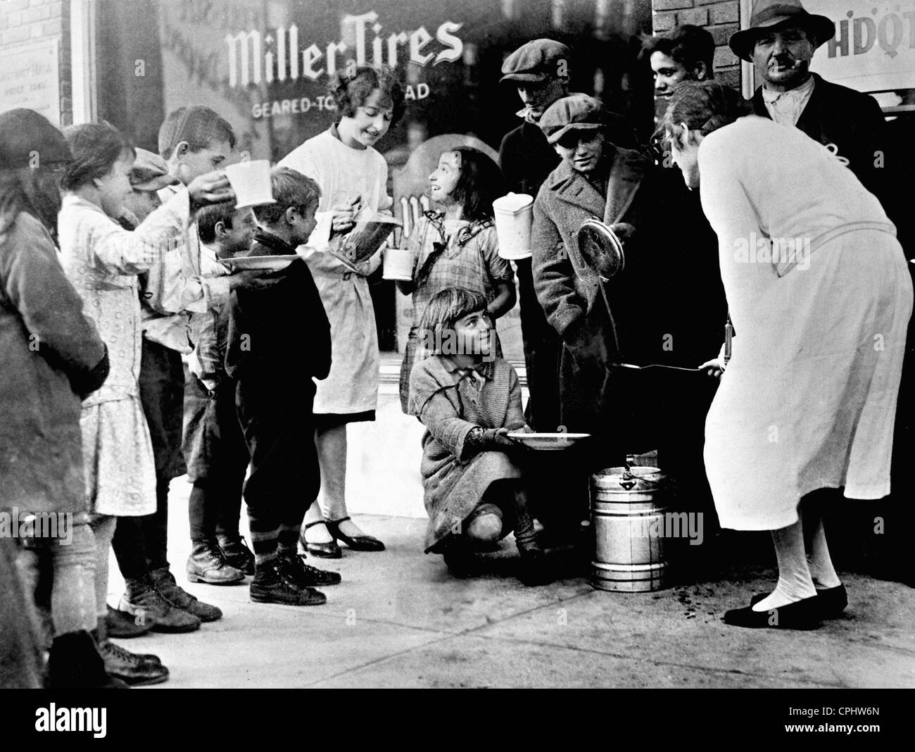 Öffentlichen Mahlzeiten für jene in Not während der Weltwirtschaftskrise, 1927 Stockfoto