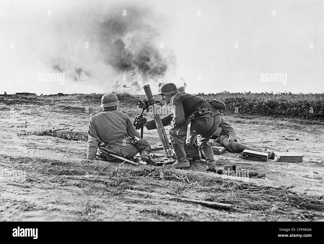 Deutsche Mörtel an der Ostfront, 1941 Stockfoto