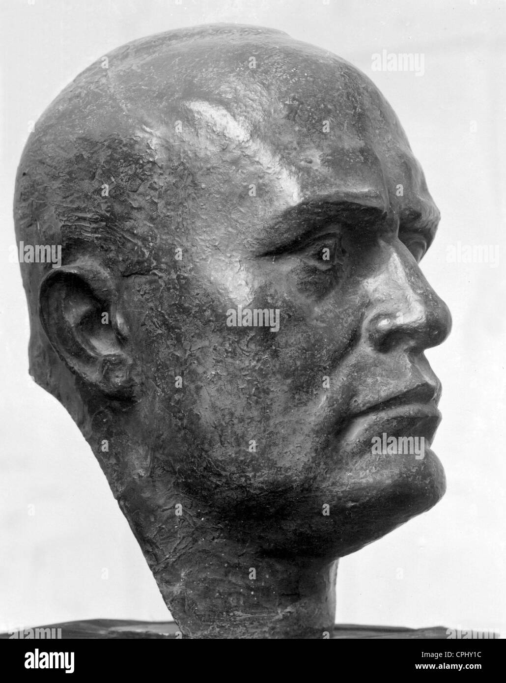 Bronze-Büste von Benito Mussolini Stockfoto