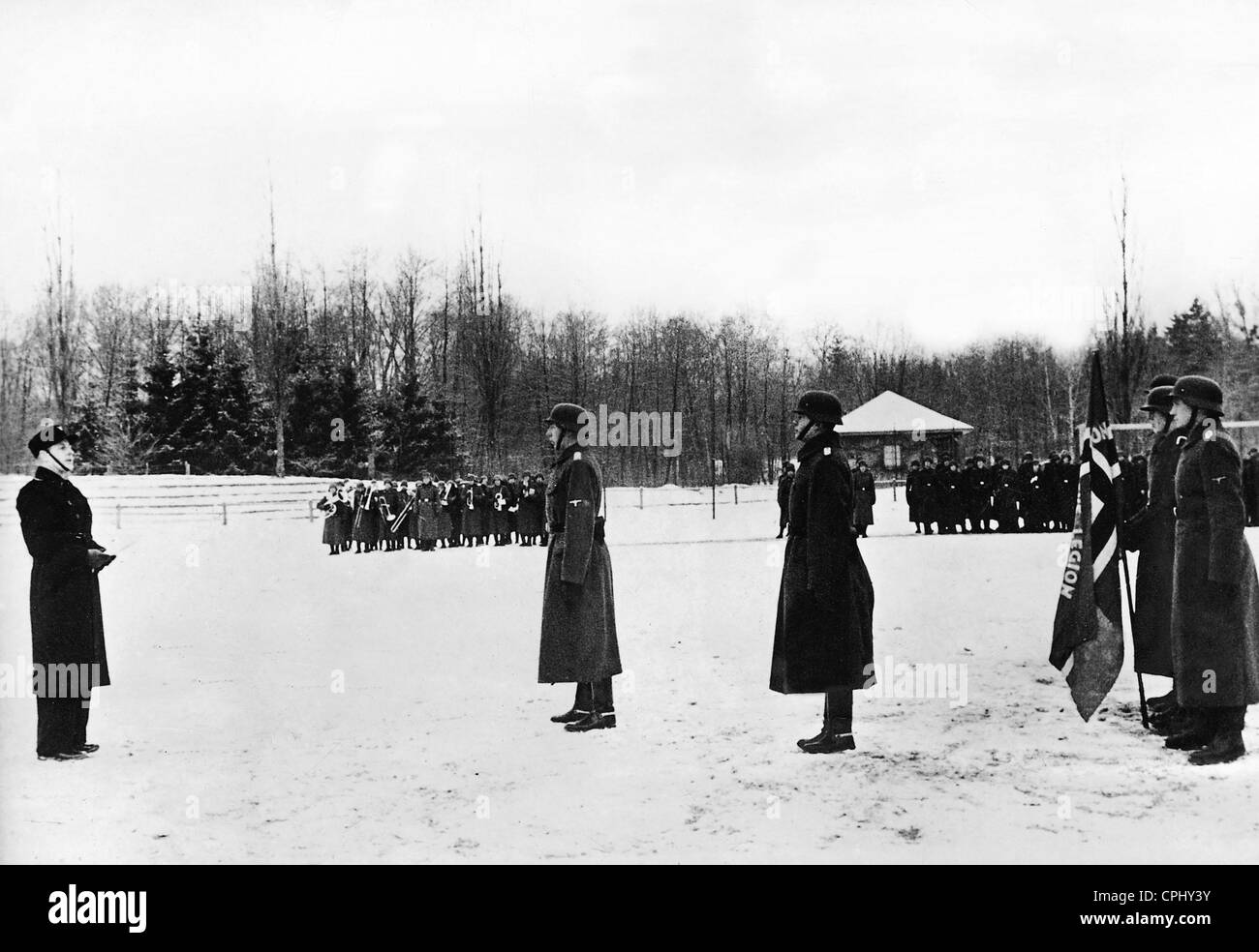Vereidigung der norwegischen Freiwilligen in der Waffen-SS 1942 Stockfoto