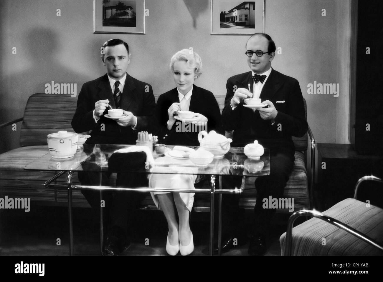 Fritz Schulz, Maria Meissner und Werner Finck im "Das Tankmaedel", 1933 Stockfoto