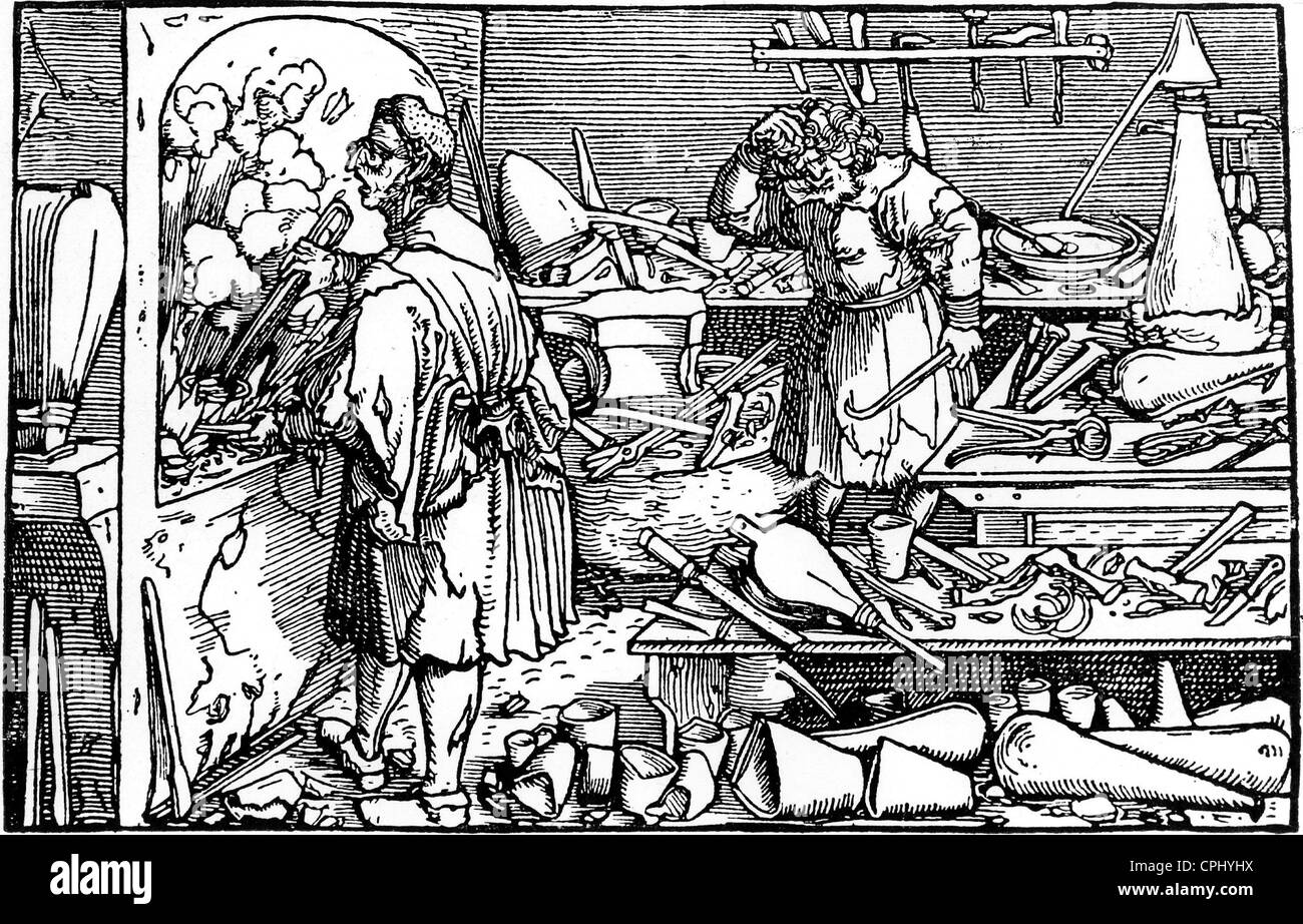 Des Alchemisten Küche im 16. Jahrhundert Stockfoto