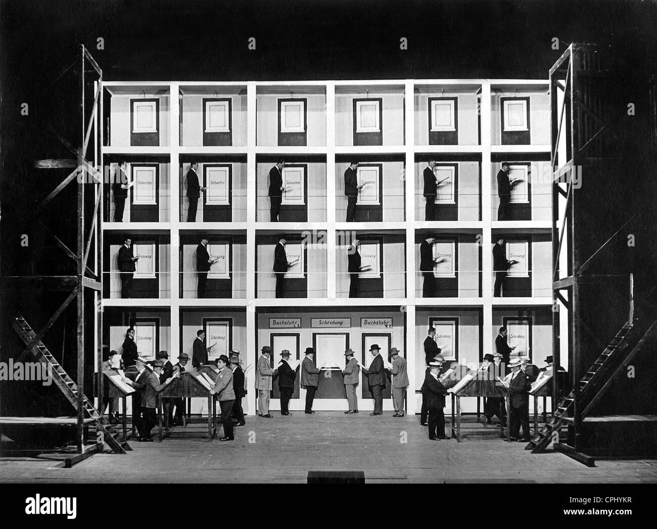 Bühnenbild für die Oper "Nachricht des Tages", 1929 Stockfoto