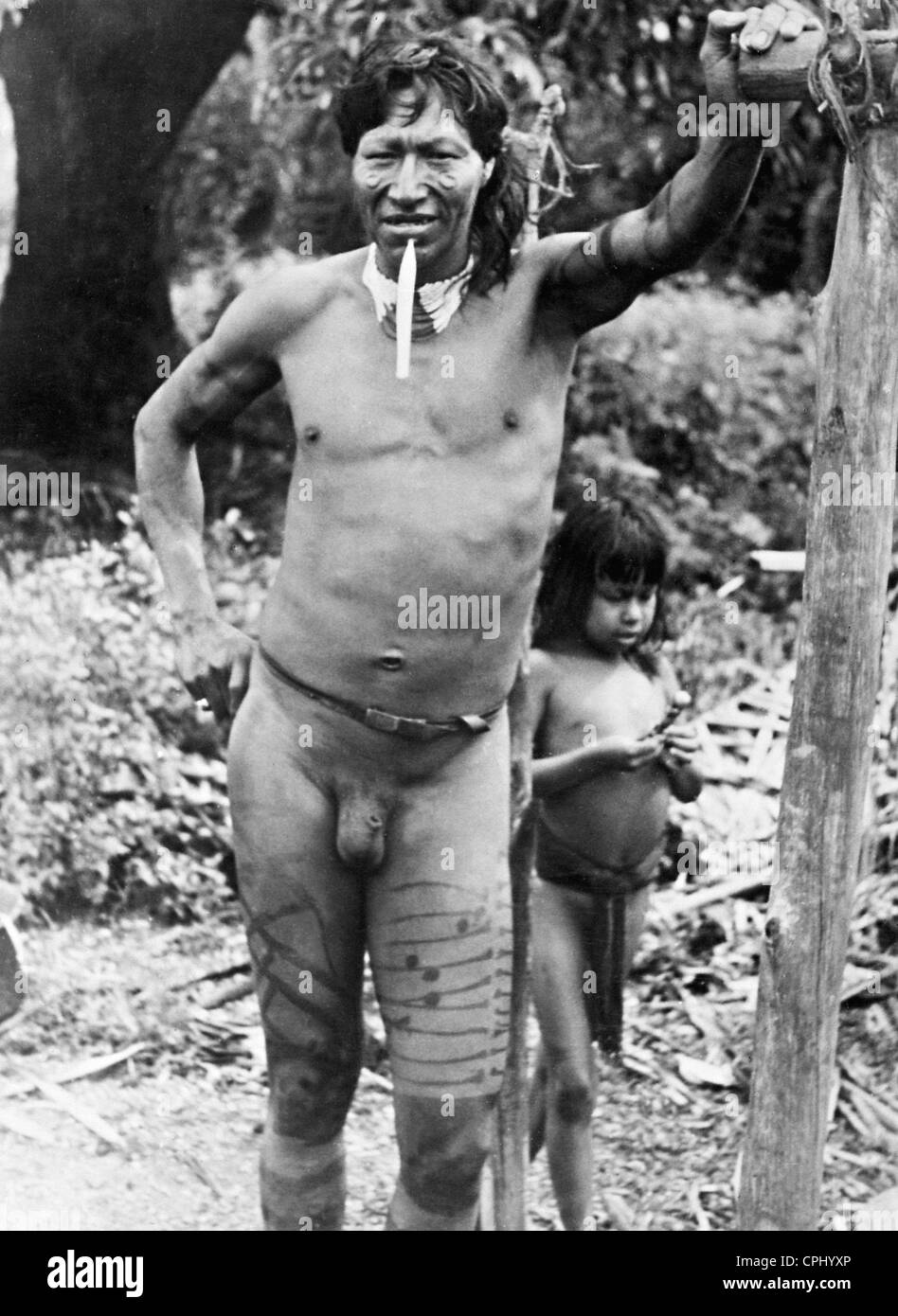 Carara Indianer mit Körperschmuck Stockfoto