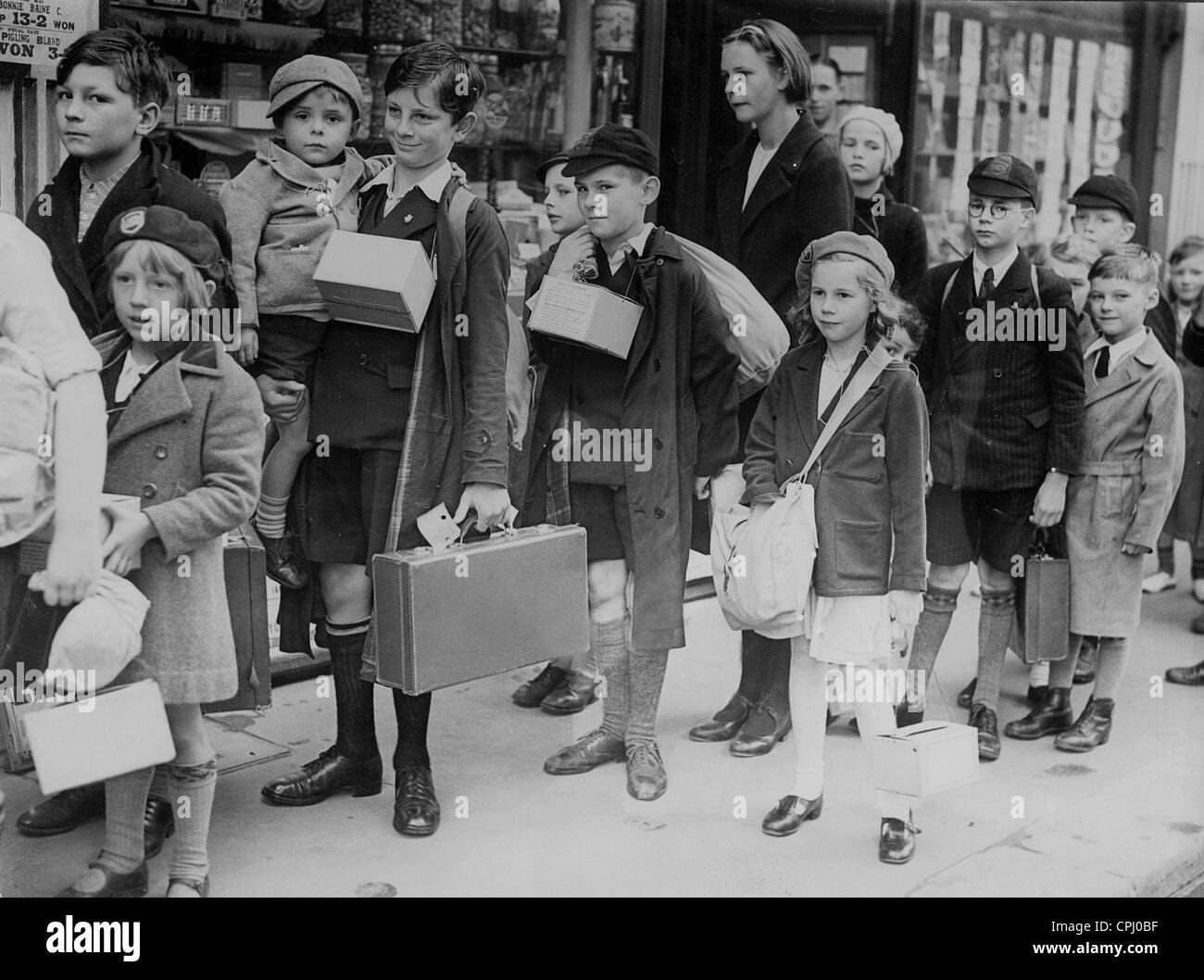 Englische Kinder werden evakuiert, 1939 Stockfoto