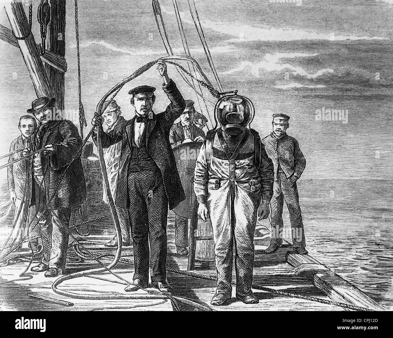 Helm-Taucher Stockfoto