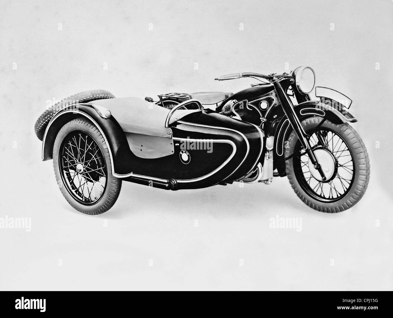 BMW Motorrad mit Beiwagen, 1935 Stockfoto