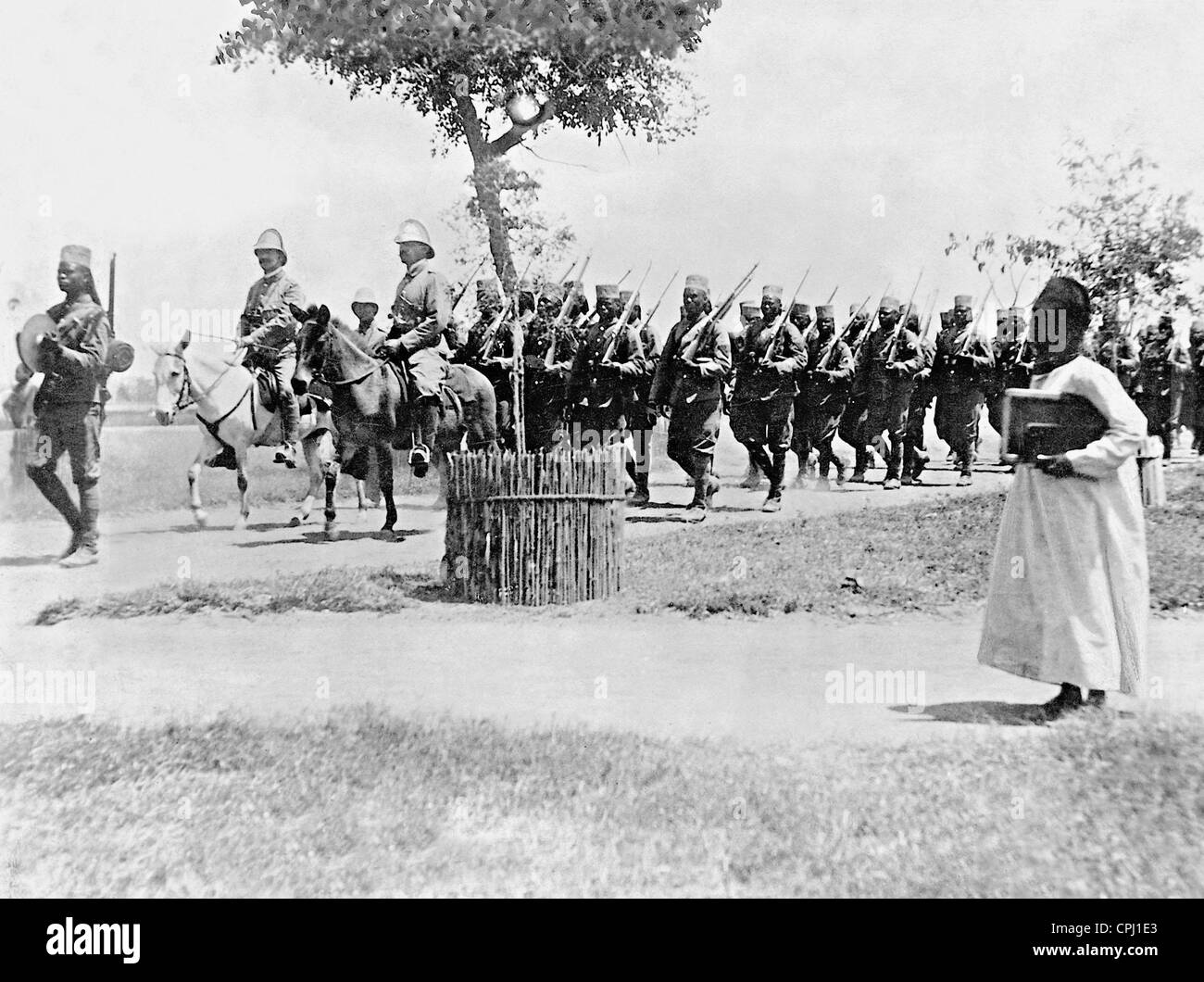 Askari Soldaten der Schutztruppe in Deutsch-Ostafrika 1914 Stockfoto