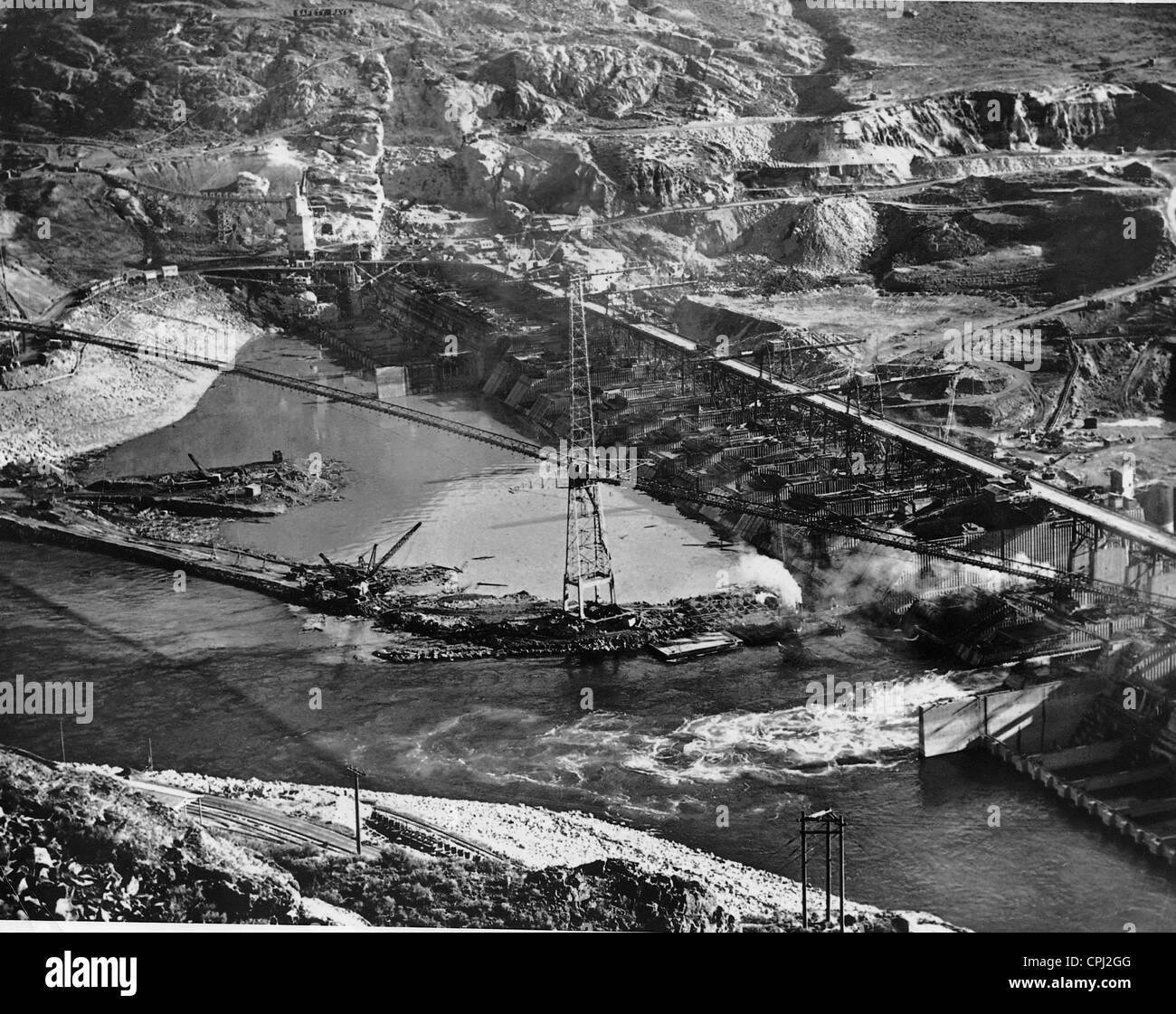 Bau des Grand Coulee Dam, 1937 Stockfoto