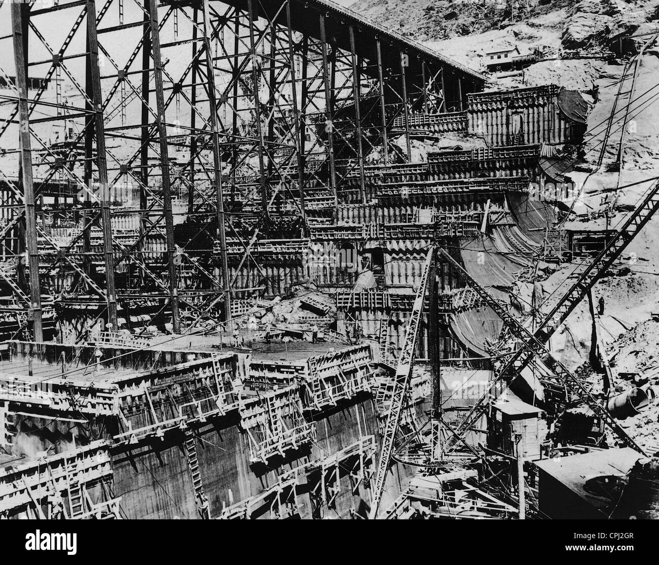 Baustelle des Grand Coulee Dam, 1937 Stockfoto