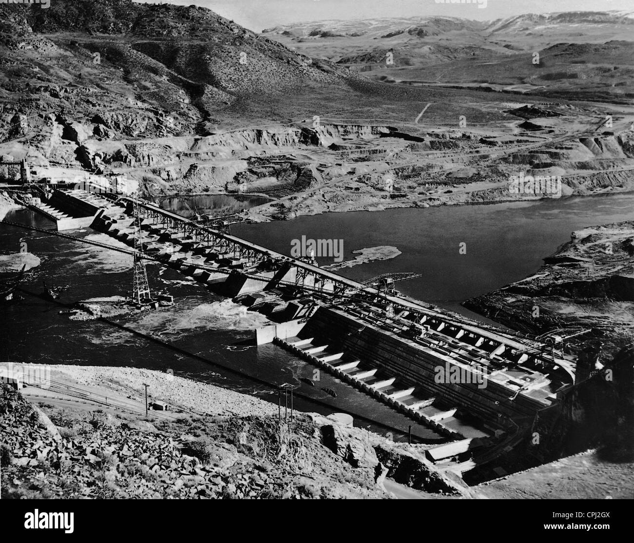Bau des Grand Coulee Dam, 1938 Stockfoto