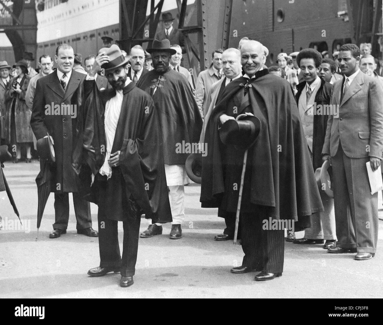 Ankunft von Haile Selassie im britischen Exil 1936 Stockfoto