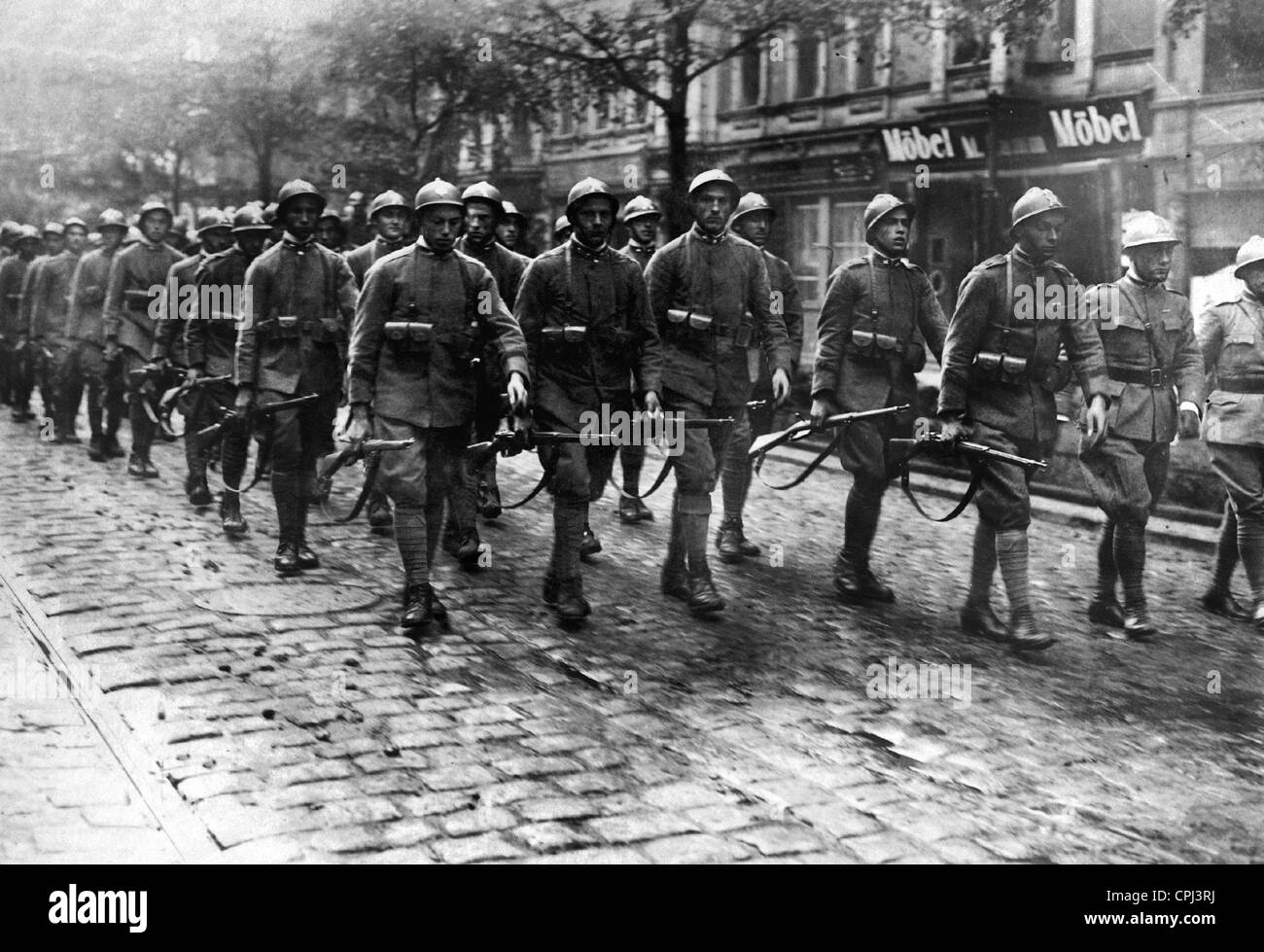 Einzug der ersten italienischen Truppen in Kattowitz, 1920 Stockfoto