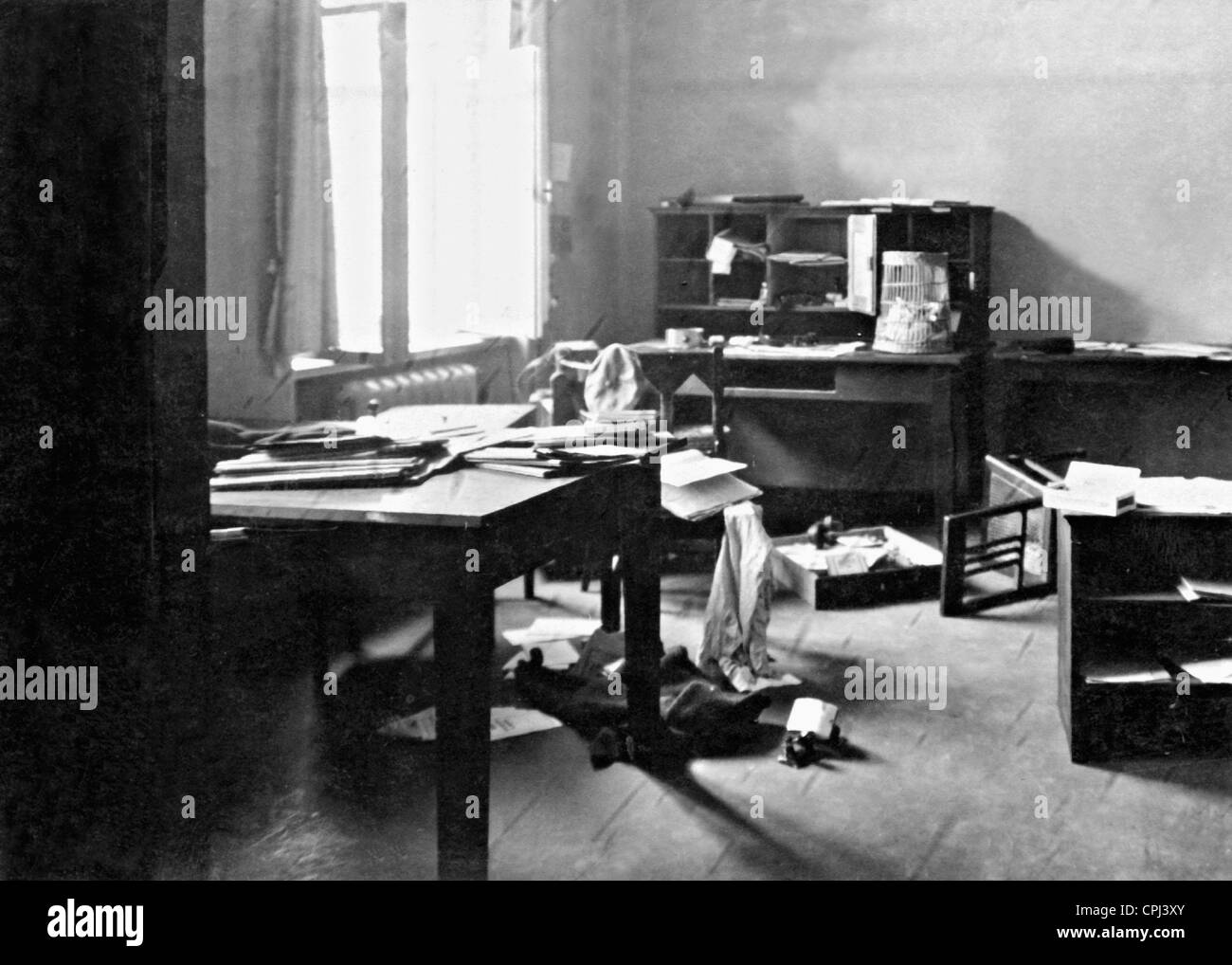 Am Boden zerstört Polizeistation nach dem polnischen Aufstand in Oberschlesien, 1920 Stockfoto