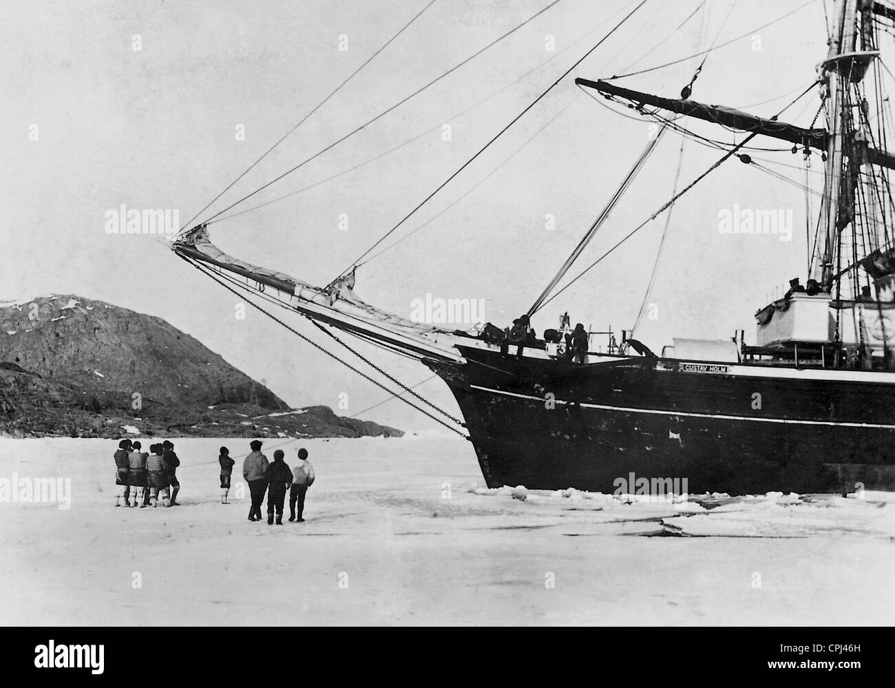 Das Expeditionsschiff von Alfred Wegener in Grönland, 1929/30 Stockfoto