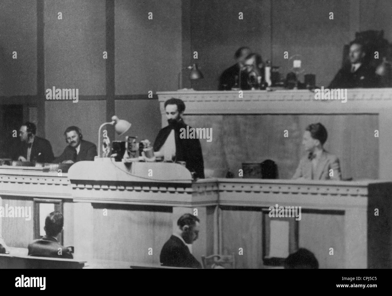 Haile Selassie an den Völkerbund in Genf, 1936 Stockfoto