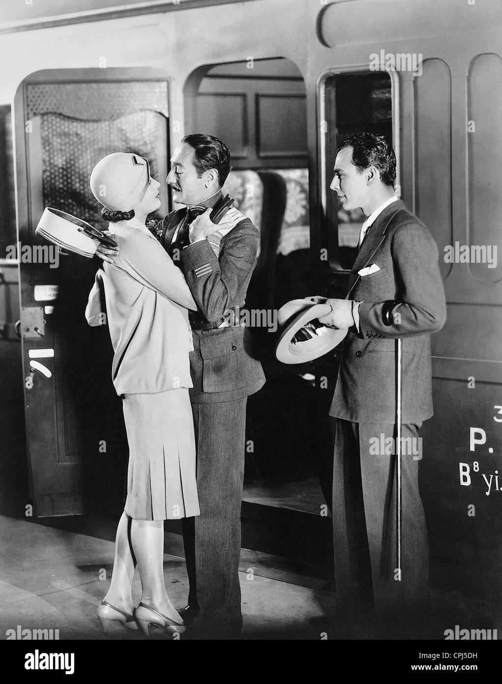 Nora Lane, Adolphe Menjou und William Collier in "Eine Nacht des Geheimnisses", 1928 Stockfoto