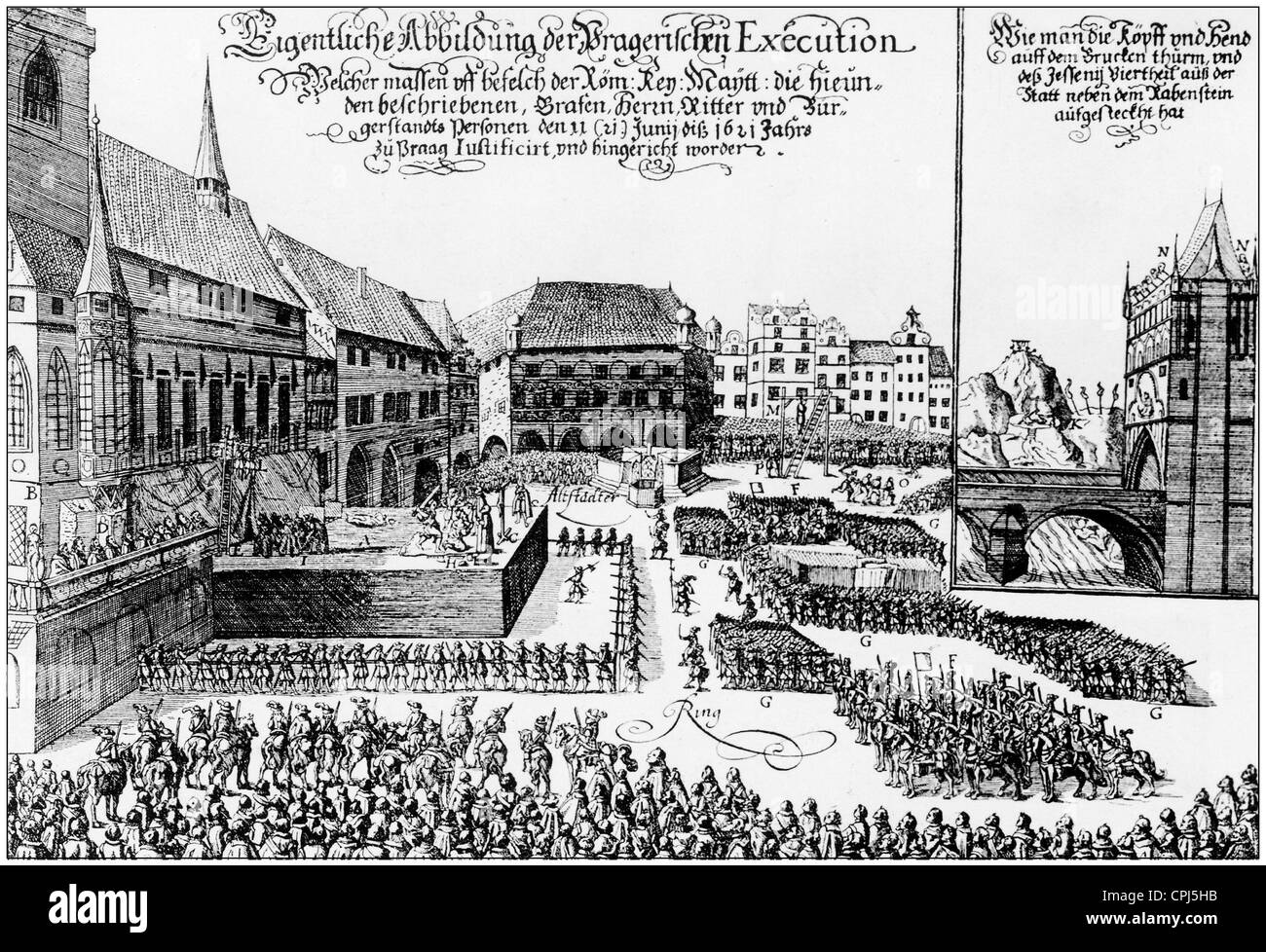 Ausführung der Mitglieder von den böhmischen Aufstand 1621 Stockfoto