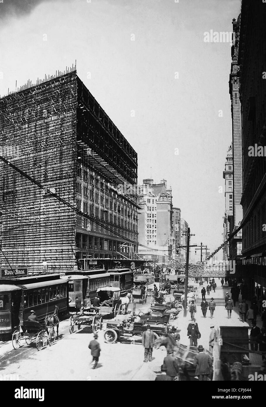 Bau von einem Hochhaus in San Francisco, 1908 Stockfoto