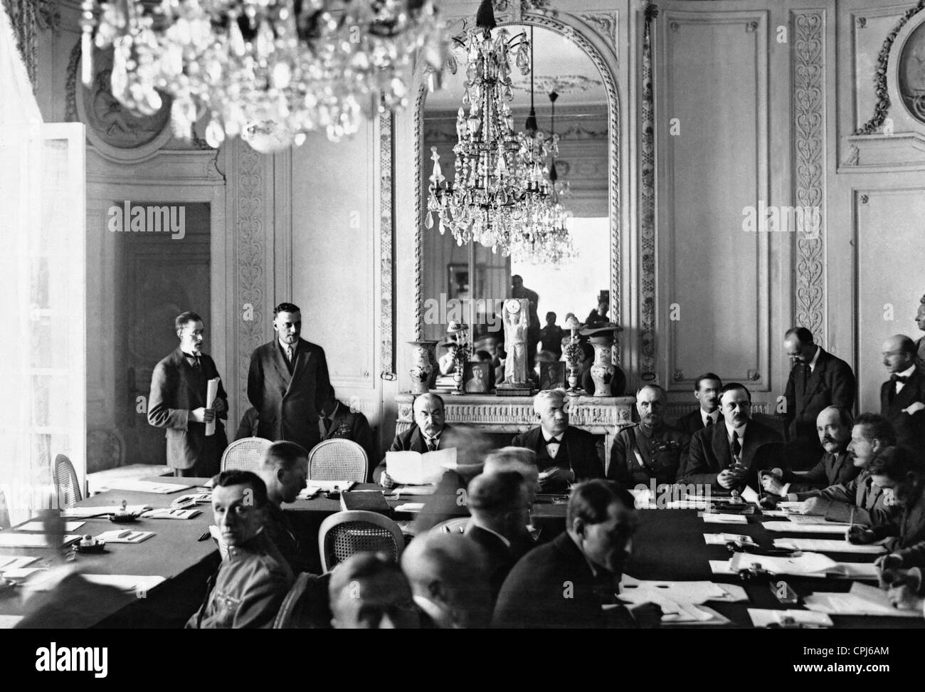 Konferenz von Spa 1920 - Leon Delacroix, Alexandre Millerand und Foch Stockfoto