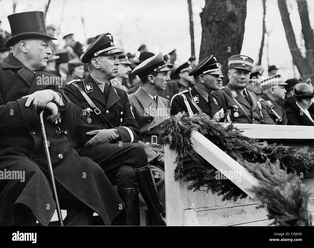 Franz Guertner, Julius Schaub, Joseph Goebbels und Sepp Dietrich, 1936 Stockfoto
