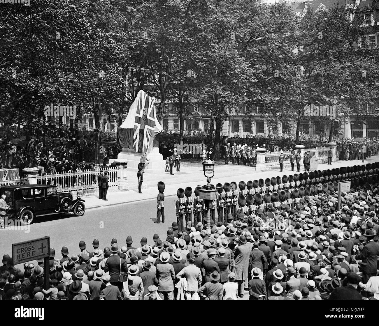 Enthüllung von einem Denkmal von Marschall Ferdinand Foch in London, 1930 Stockfoto