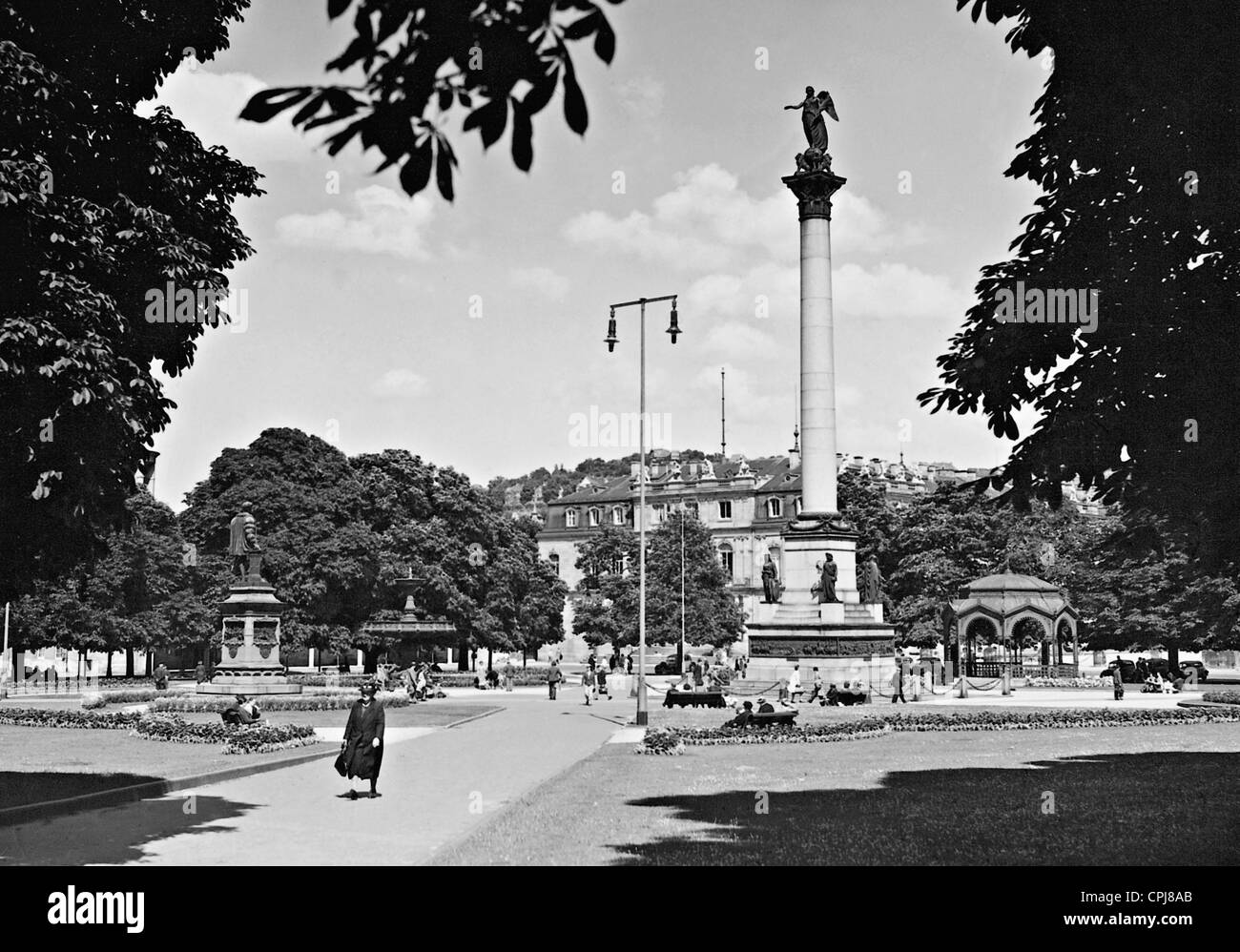 Schlossplatz mit der Jubilee-Spalte in Stuttgart, 1939 Stockfoto