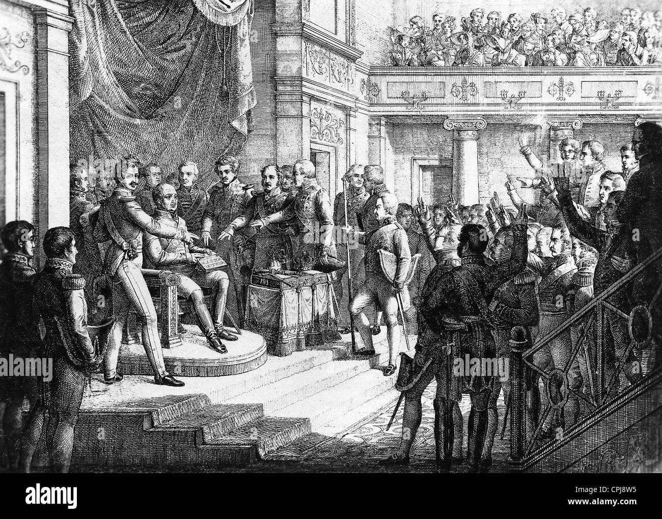 König Maximilian i. Joseph verleiht die Verfassung Bayern, 1818 Stockfoto