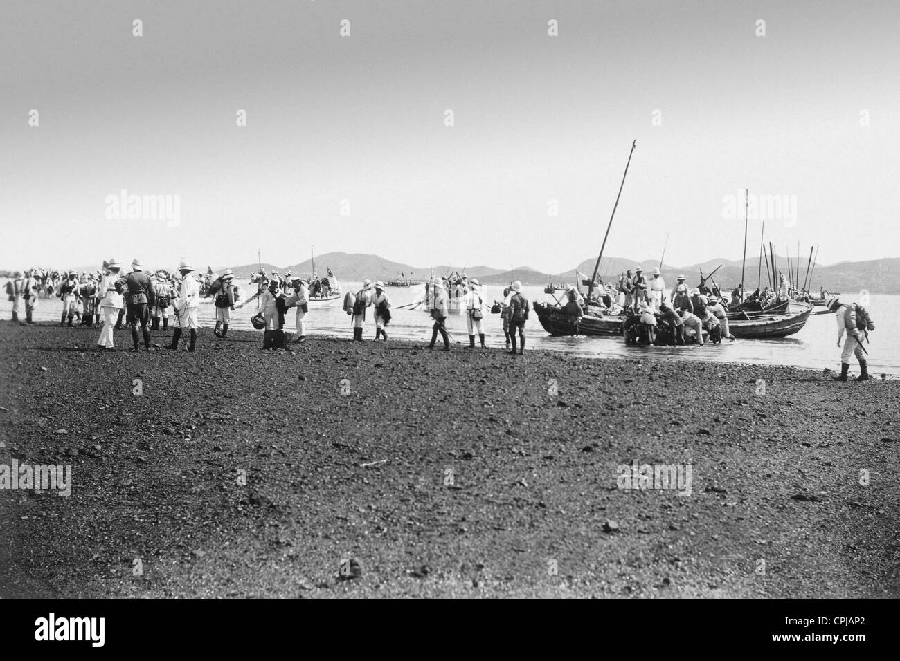 Landung Manöver in Qingdao, 1905 Stockfoto