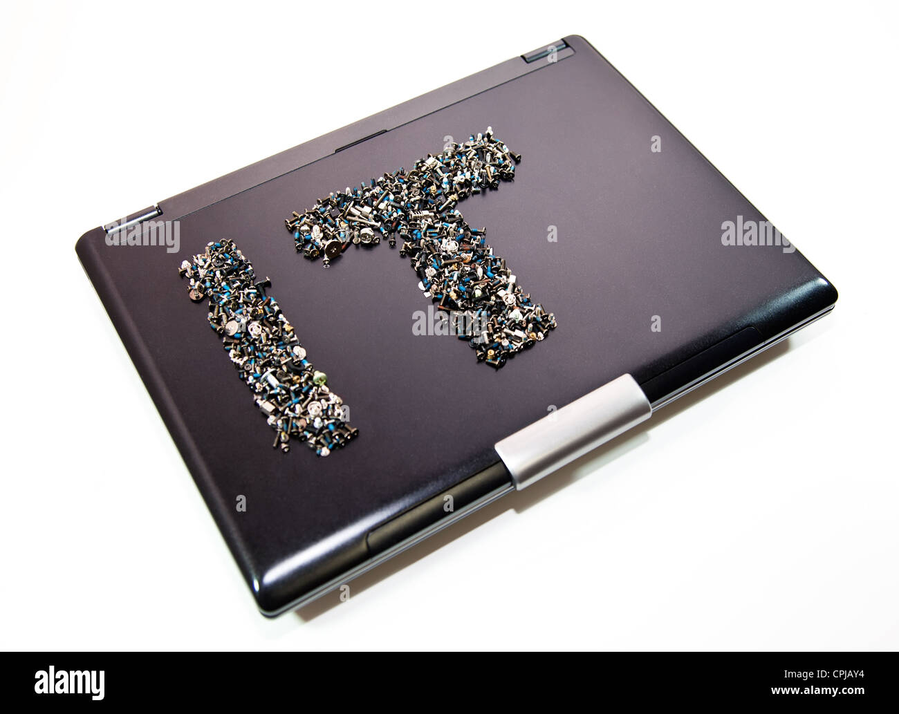 Wort es oben auf laptop Stockfoto