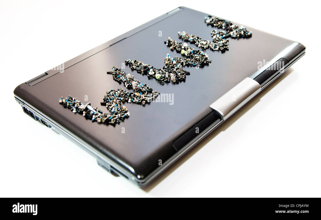 Word-Www auf Laptop cover Stockfoto