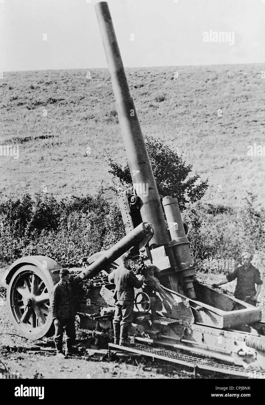 21 cm Mörser im zweiten Weltkrieg an der Ostfront 1942 Stockfoto