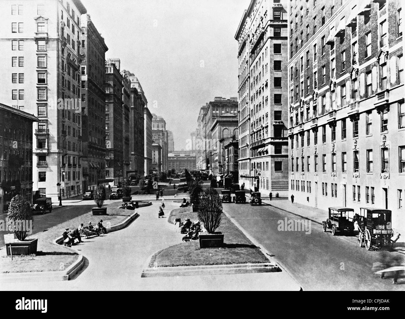 Park Avenue in New York, 1927 Stockfoto