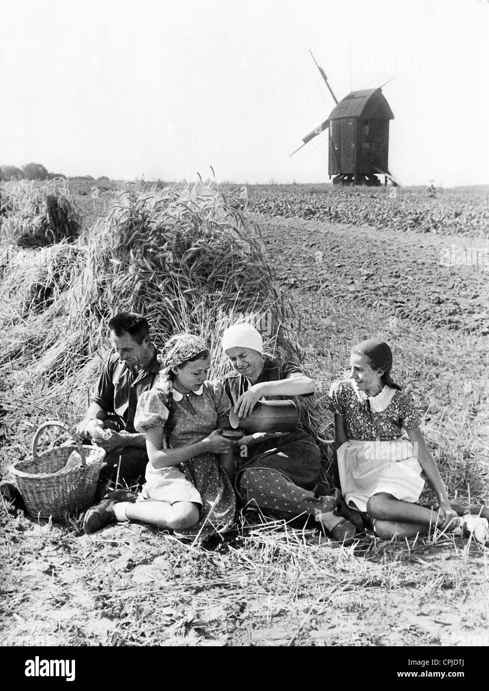 Mädchen des BDM bei der Ernte während des Krieges, 1942 Stockfoto