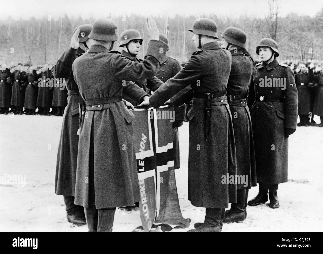 Vereidigung der norwegischen Freiwilligen der Waffen-SS, 1942 Stockfoto