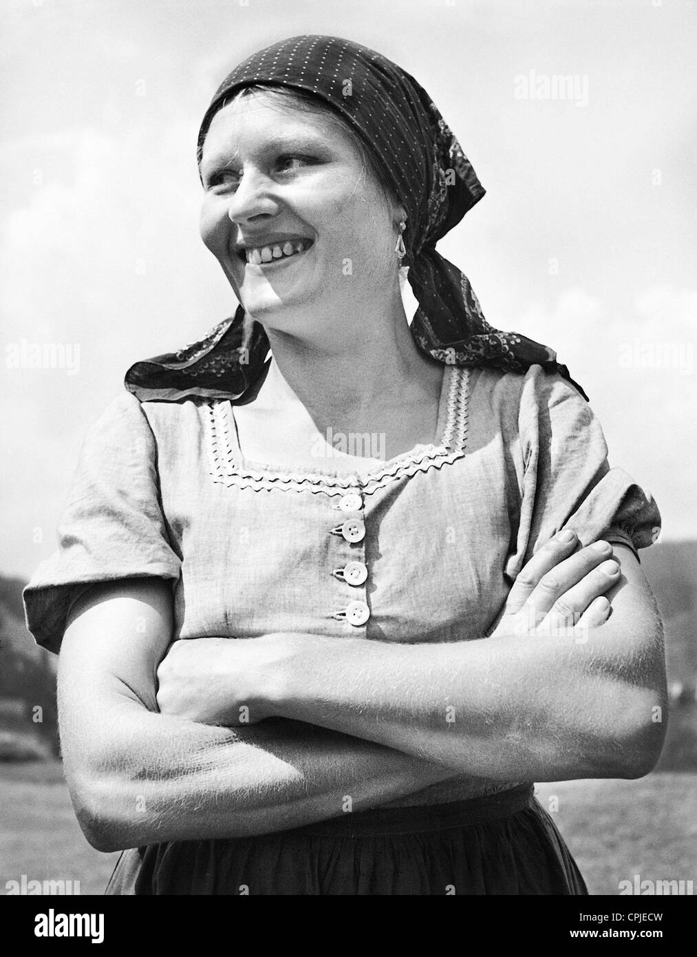 Bäuerin in Bayern Stockfoto