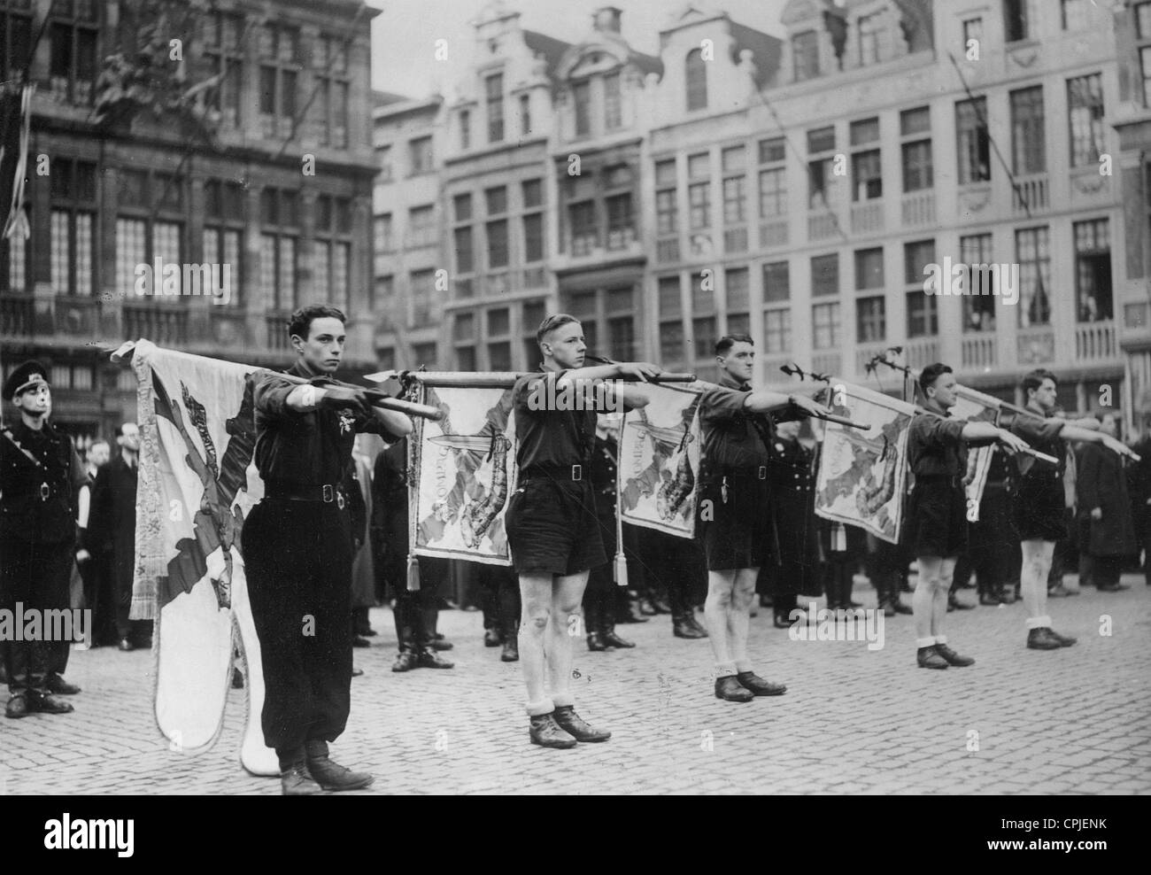 Abschied von belgischen Freiwilligen für die Ostfront 1942 Stockfoto